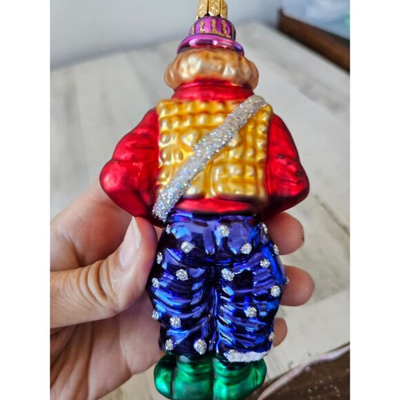 Poland glass clown band drum ornament glitter Xmas tree green purple blue - Picture 13 of 13